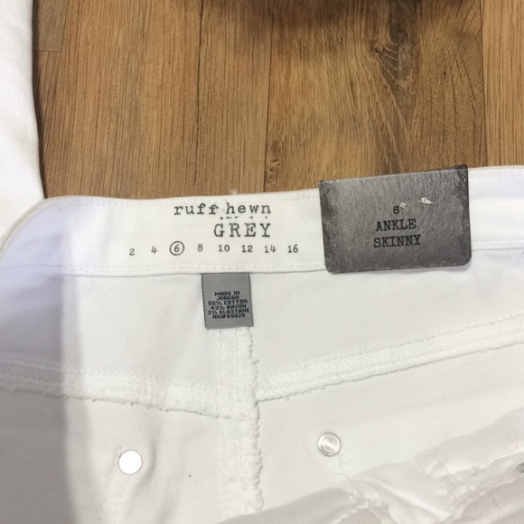 Ruff Hewn Grey Skinny Ankle Denim White Pants - Picture 5 of 5